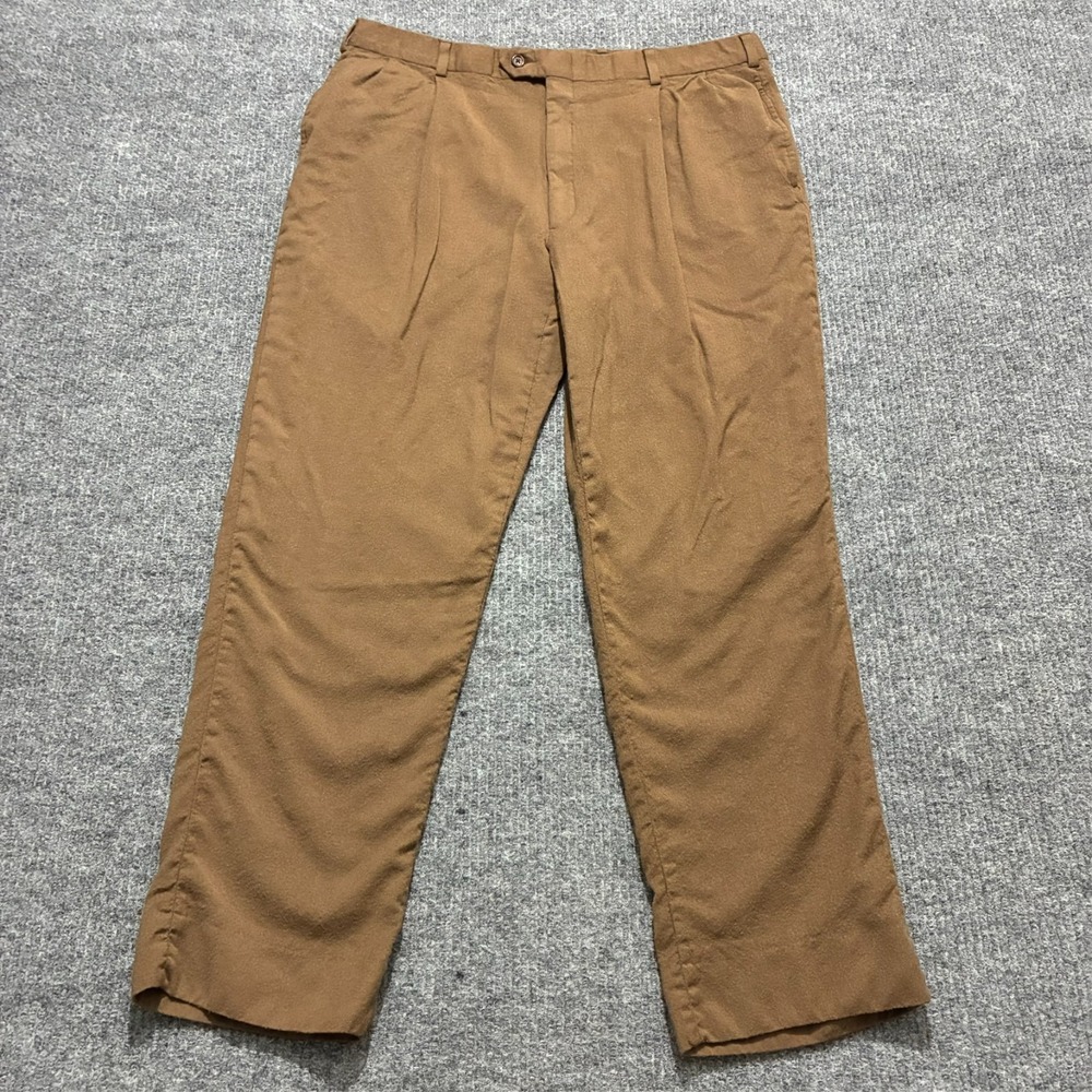 Austin Reed Mens Dress Pants W36" Brown Pure Wool Pleated Front Mid Rise‎